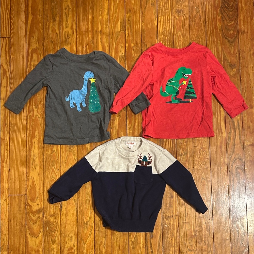 Cat & Jack Christmas Long Sleeve Tops - Set of 3 - 18M